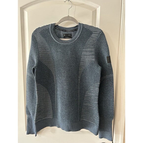 Under Armour Women's L Blue IntelliKnit Phantom Sweater 2.0 Crew Fitted NWOT - Picture 2 of 9